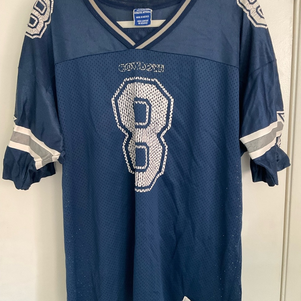 Vintage Dallas Cowboys #8 Aikman Champion Navy Blue Football Jersey